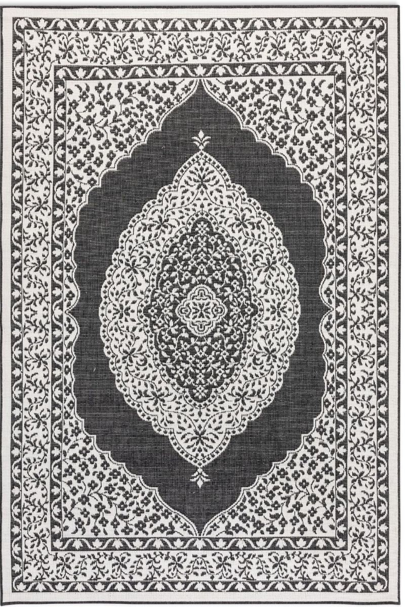 Meekly Indoor & Outdoor Reversible Black Rug