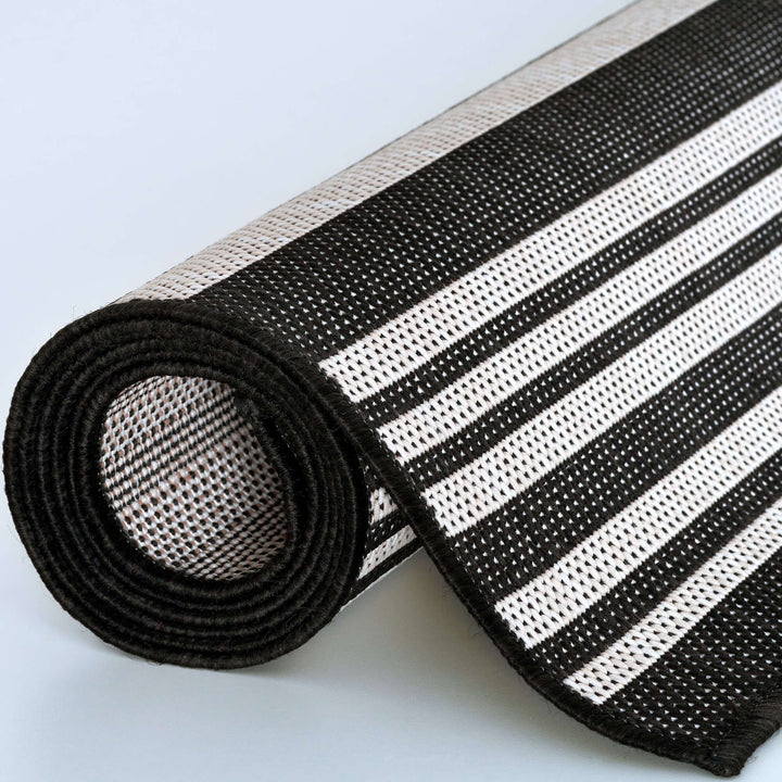 The Rugs Outdoor Rug - Garden / Patio Rugs - Striped Design in Black