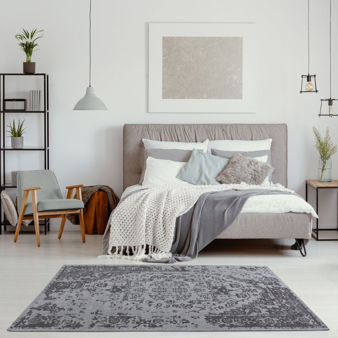 Machine Washable Flatweave Rug black colour