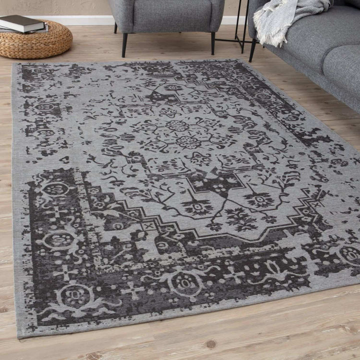 Machine Washable Flatweave Rug black colour