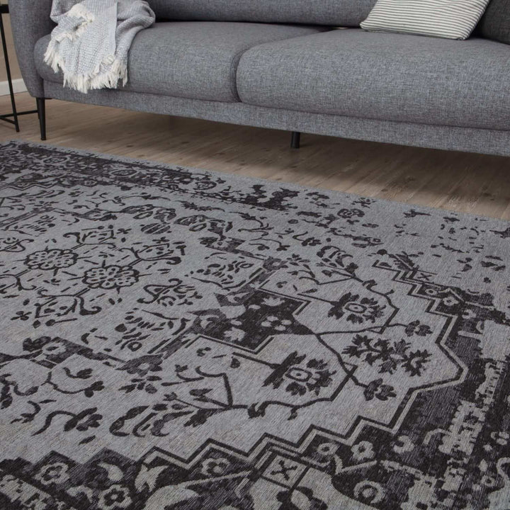  Machine Washable Flatweave Rug black colour
