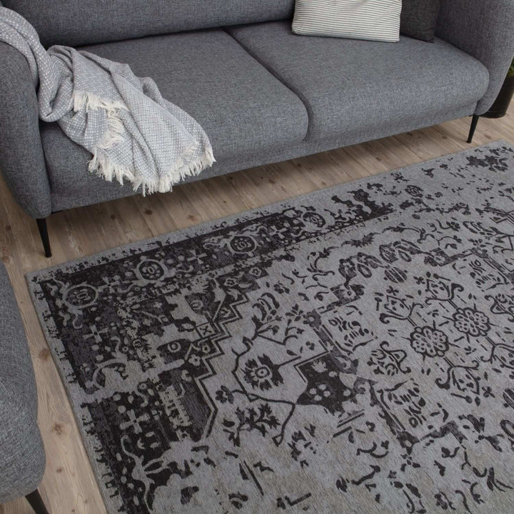 Machine Washable Flatweave Rug black colour