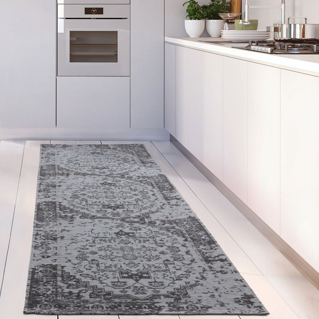 Machine Washable Flatweave Rug black colour
