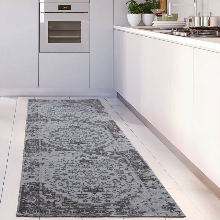 Machine Washable Flatweave Rug black colour
