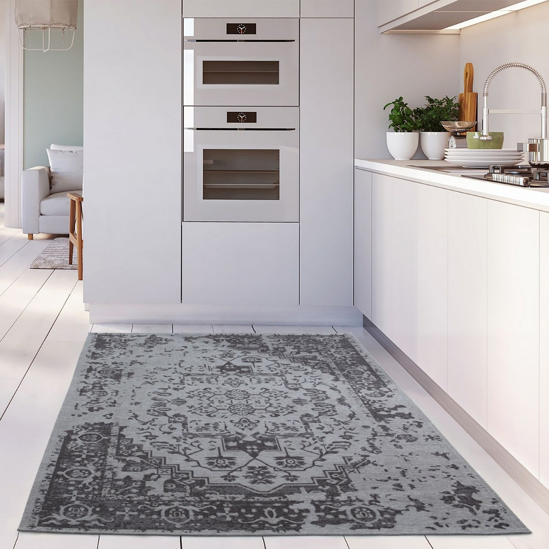 Machine Washable Flatweave Rug black colour