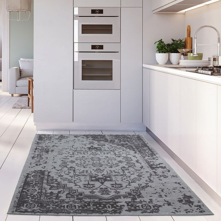 Machine Washable Flatweave Rug black colour