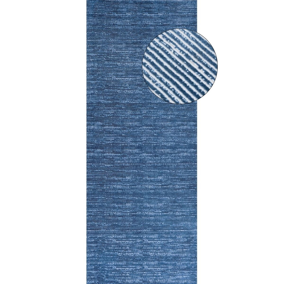 Carmel Blue Cream Striped Rug | 6020
