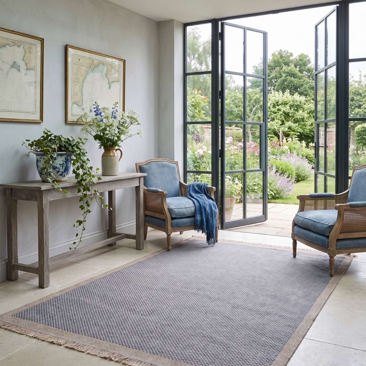 Nature Blue outdoor rug moisture and UV protected