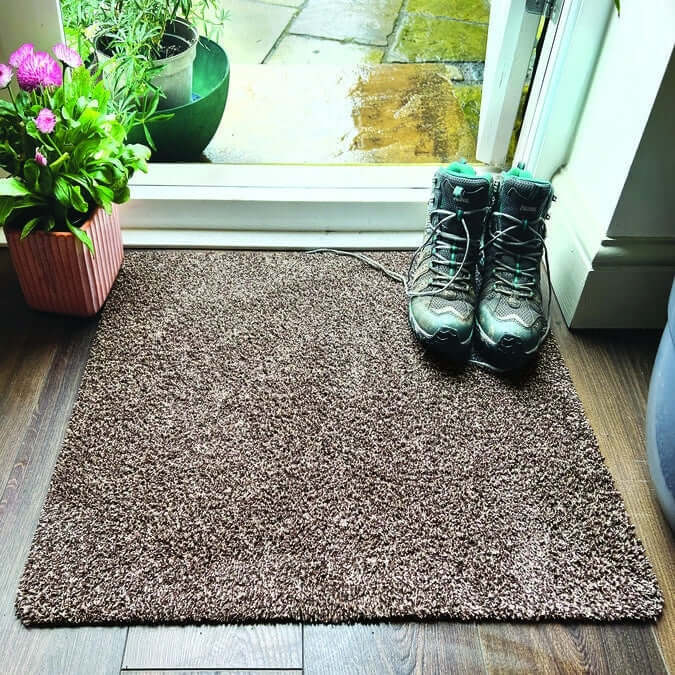 brown cotton plain washable mat with the environment