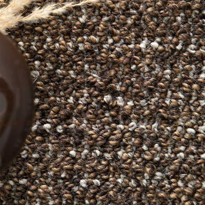 Dune Boucle brown textured rug, close-up of the knobbly texture | The Rugs