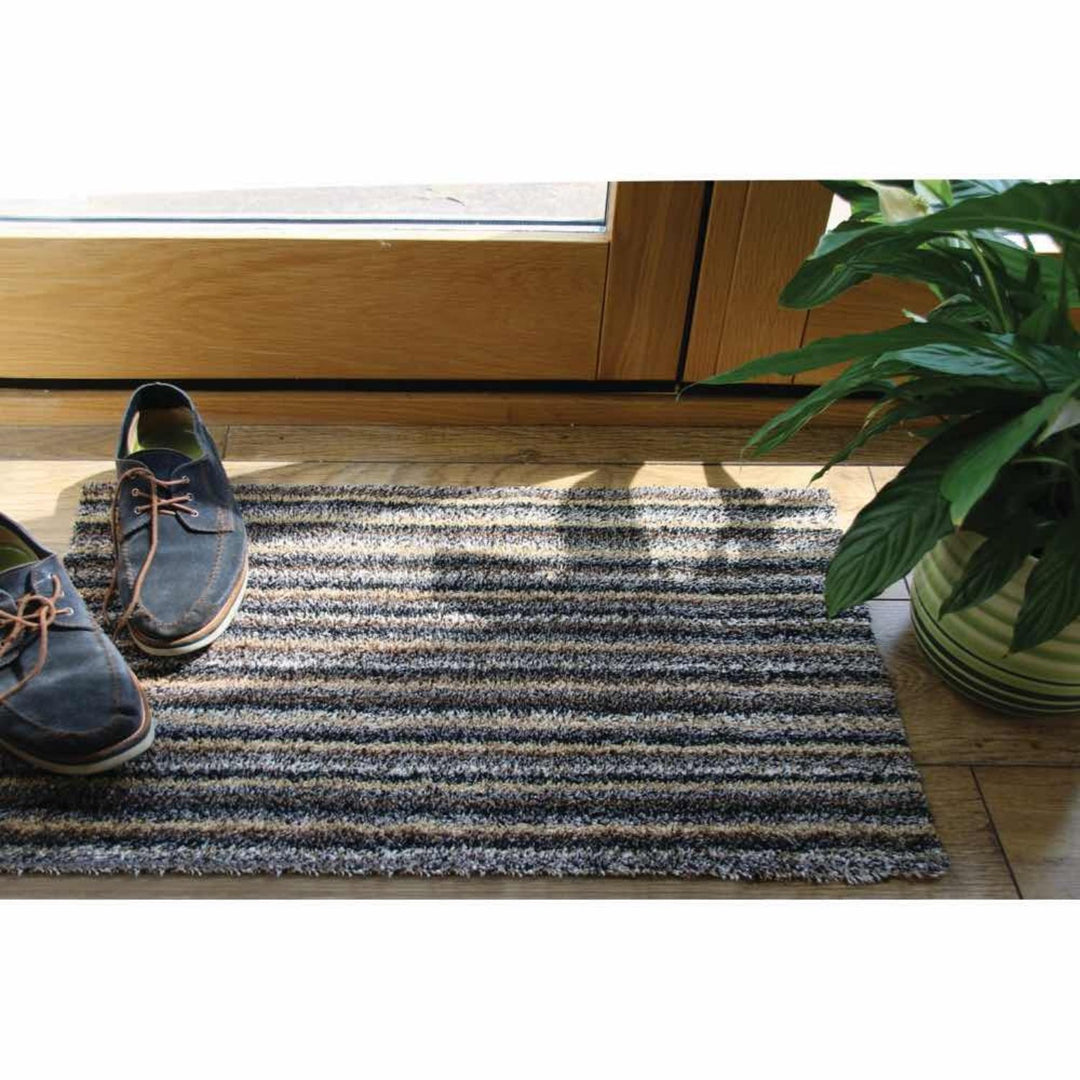 The Rugs Washable Mats: Stylish Multicolor Striped Design