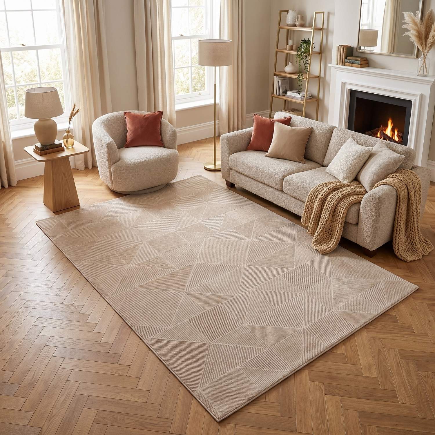 Carmel Beige Rug Abstract design, anti-alergic, stain-resistant