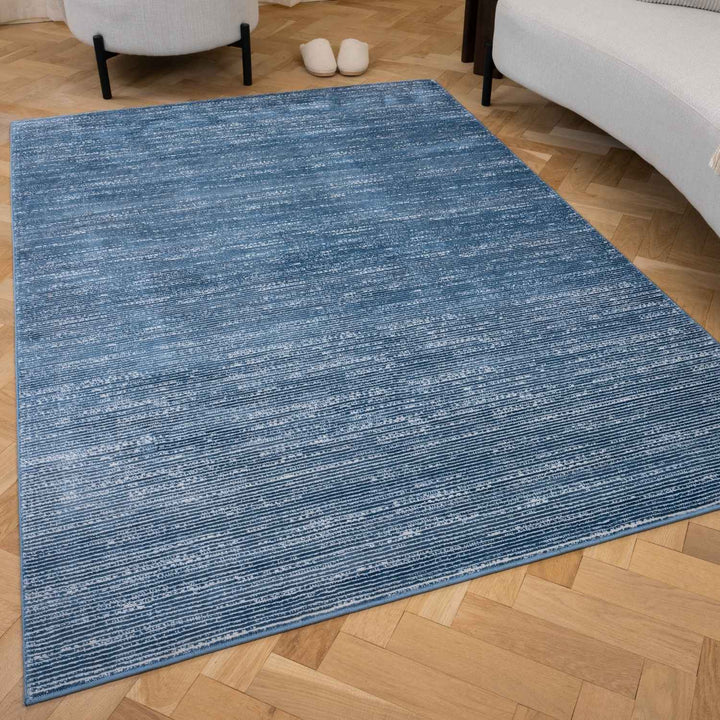 Carmel striped design blue colour rug, anti-static, non-shedding, rectangular and runner rugs | THE RUGS