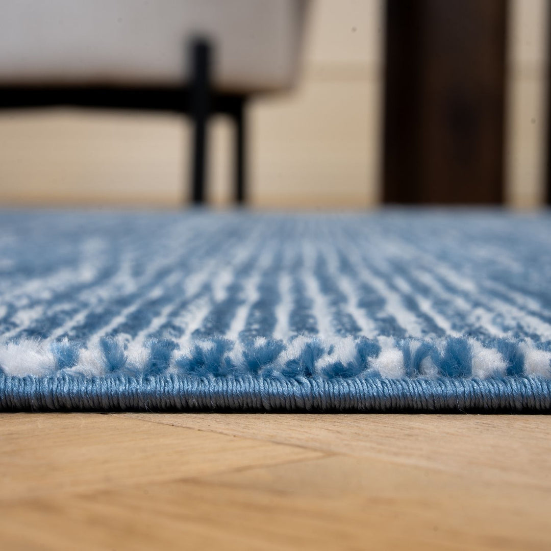 Carmel striped design blue colour rug, anti-static, non-shedding, rectangular and runner rugs | THE RUGS