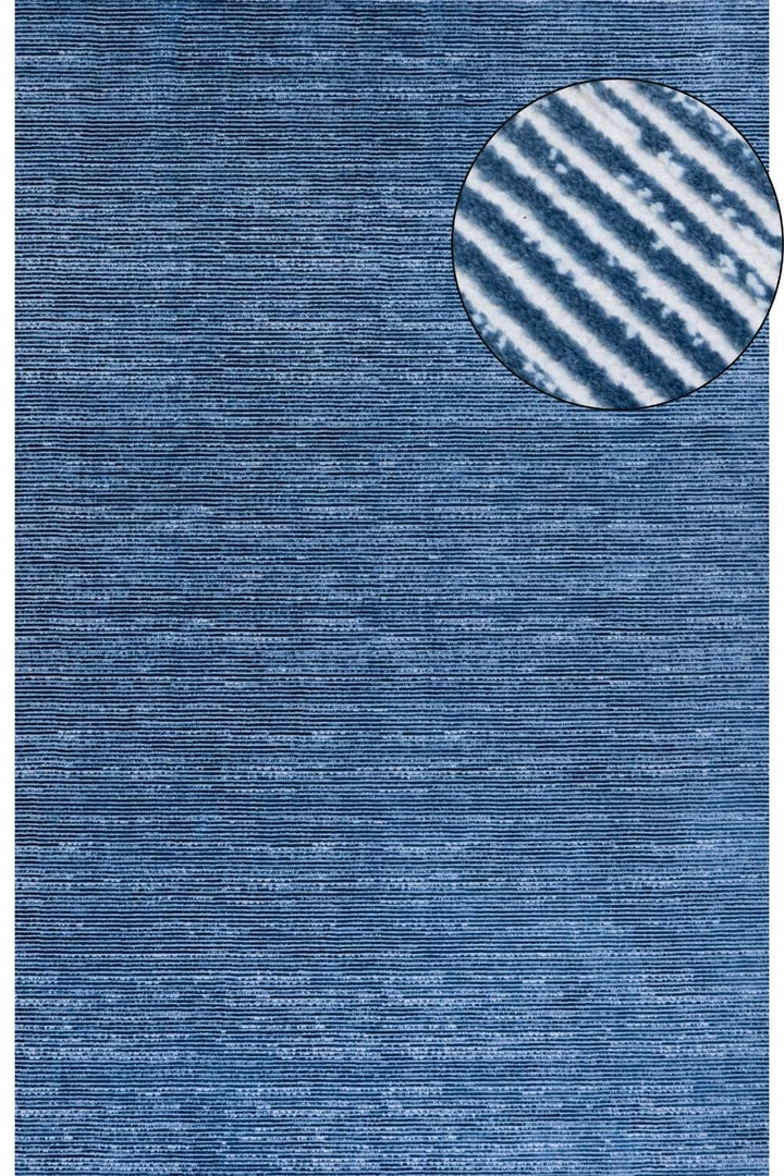 Carmel striped design blue colour rug, anti-static, non-shedding, rectangular and runner rugs | THE RUGS