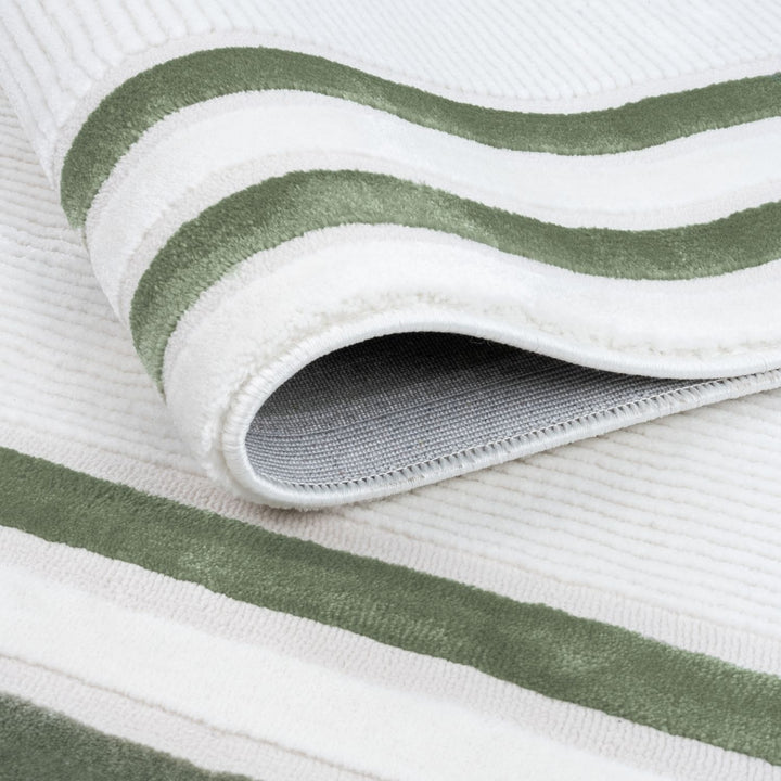 green bordered rug, anti-static, comfortable for every living areas, soft pile, easy care rug.