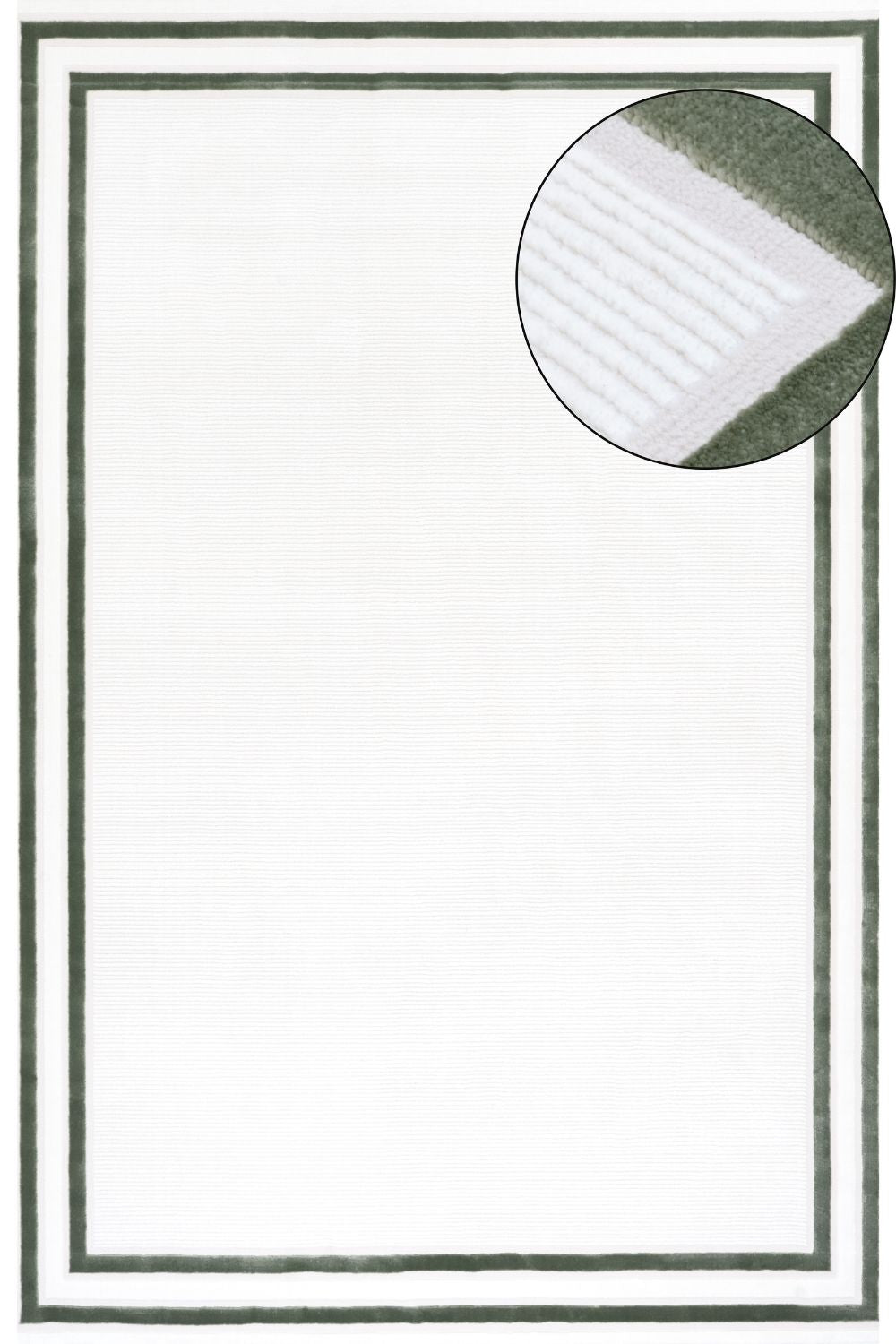 green bordered rug, anti-static, comfortable for every living areas, soft pile, easy care rug.