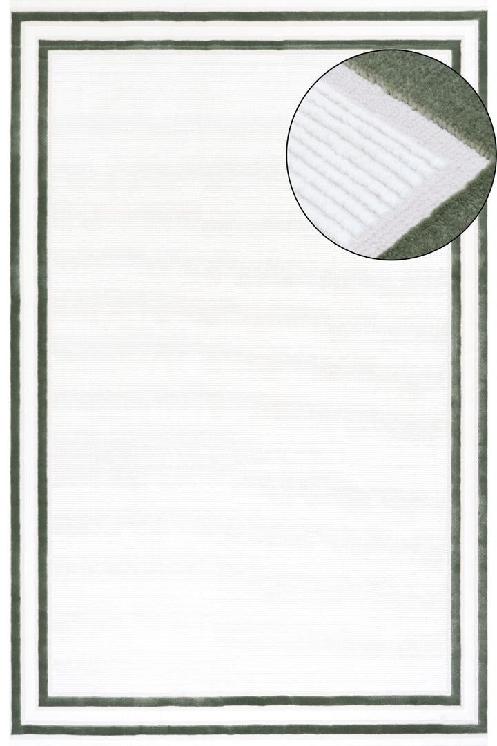 green bordered rug, anti-static, comfortable for every living areas, soft pile, easy care rug.