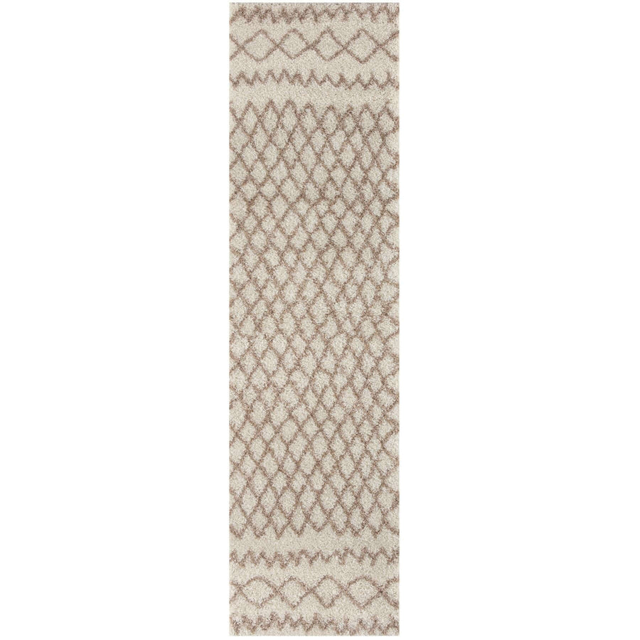 The Rugs Area Rug - Modern Luxury Shaggy Rug Diamond Ivory & Beige