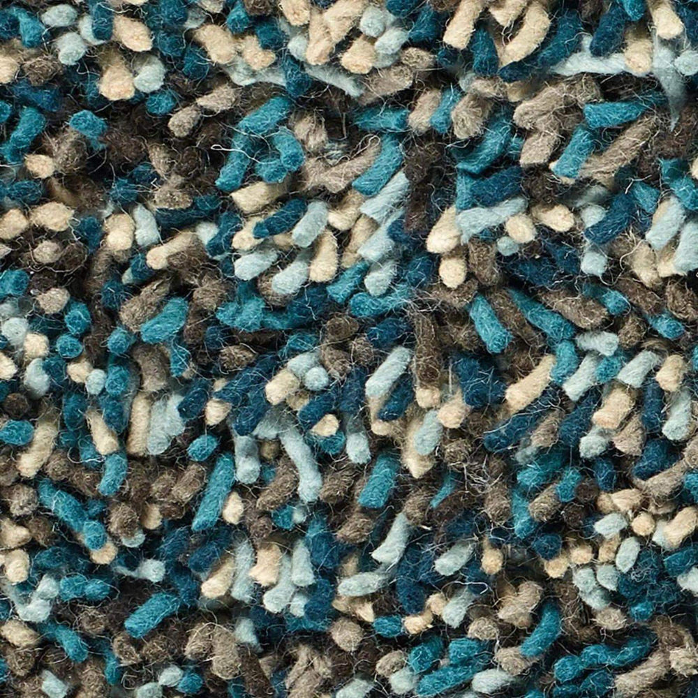 Rocks Blue Shaggy Pile Wool Rug