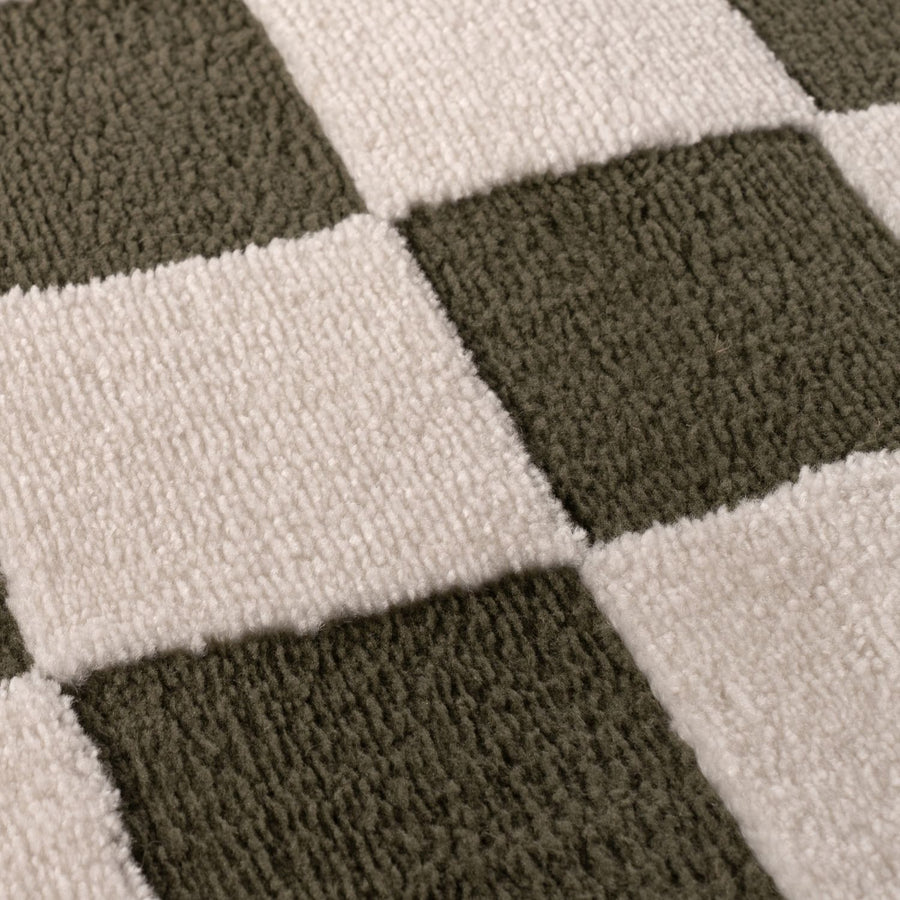 The Rugs Loft Checkerboard Green Rug - Quality High-Low Pile