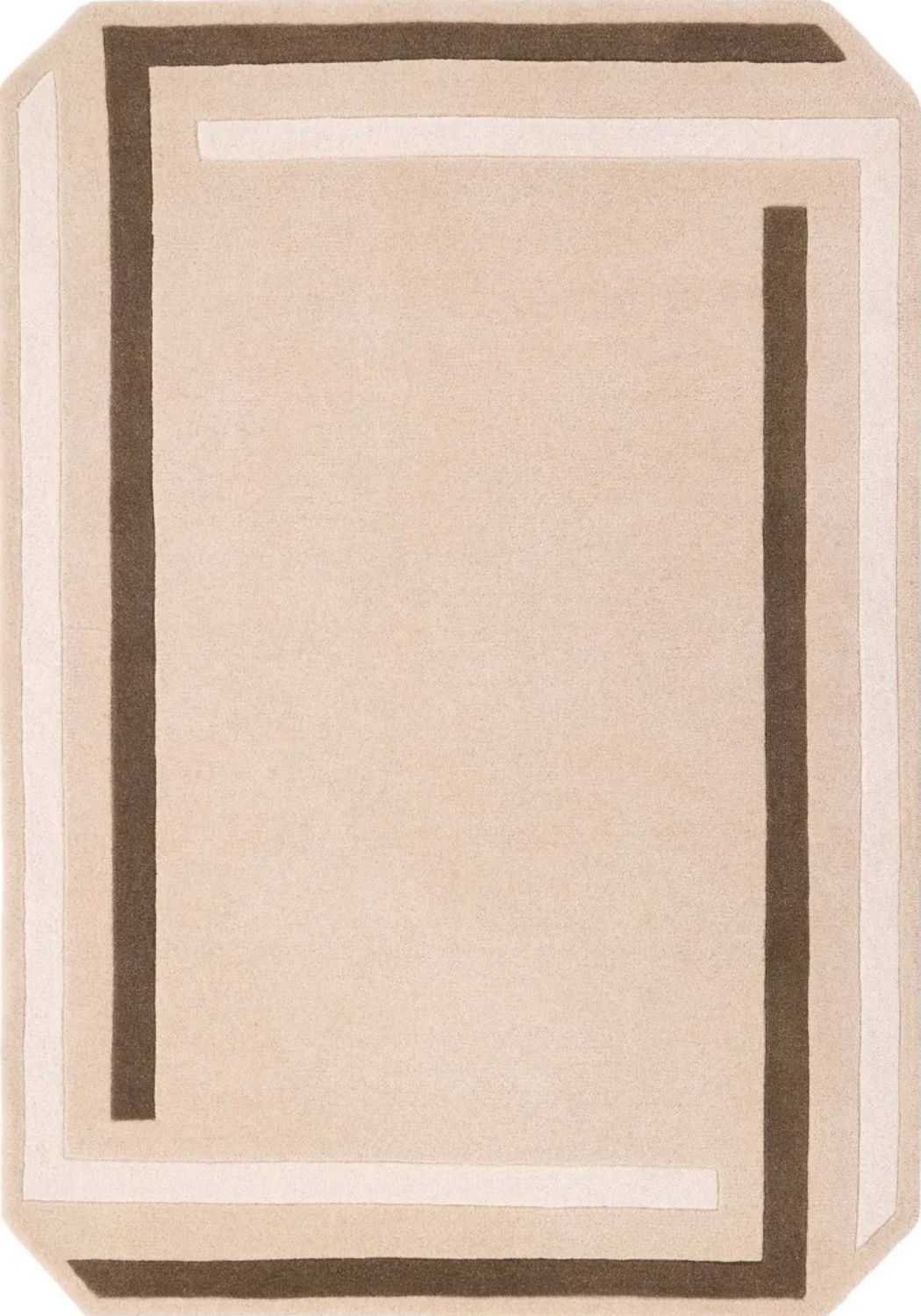 Beige rug with brown border