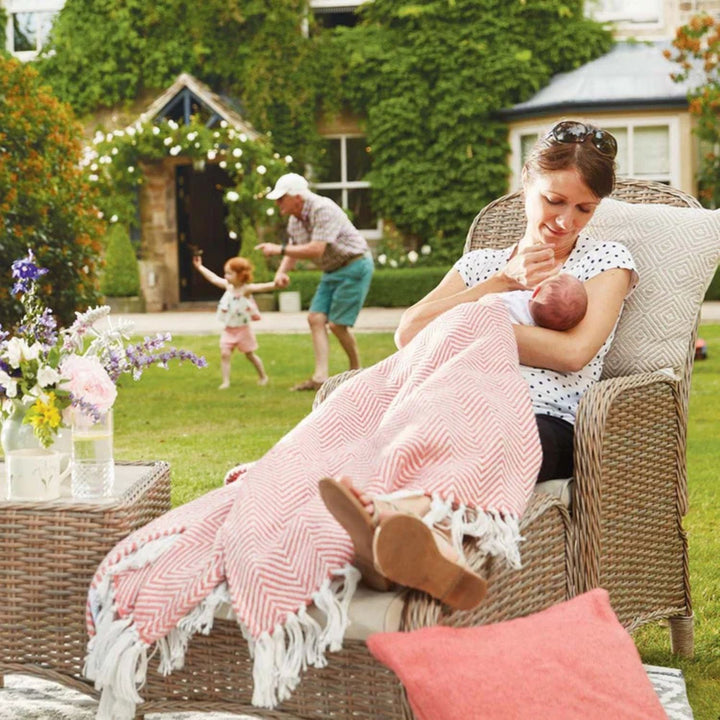 Herringbone Design Woven Throw | Sustainable | The Rugs