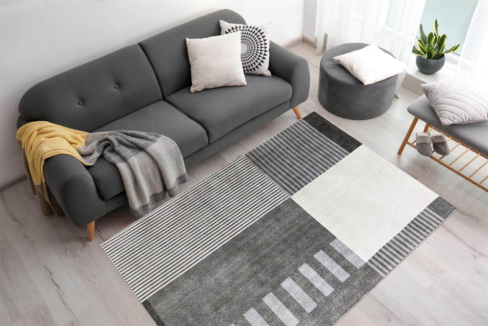 Tokyo Geo Blocks Grey Rug