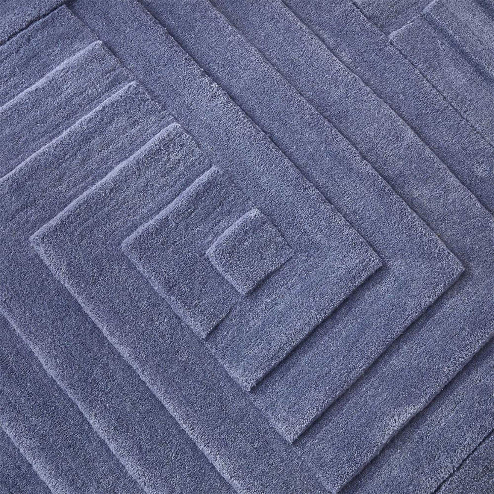 Maze Blue Geometric Wool Rug