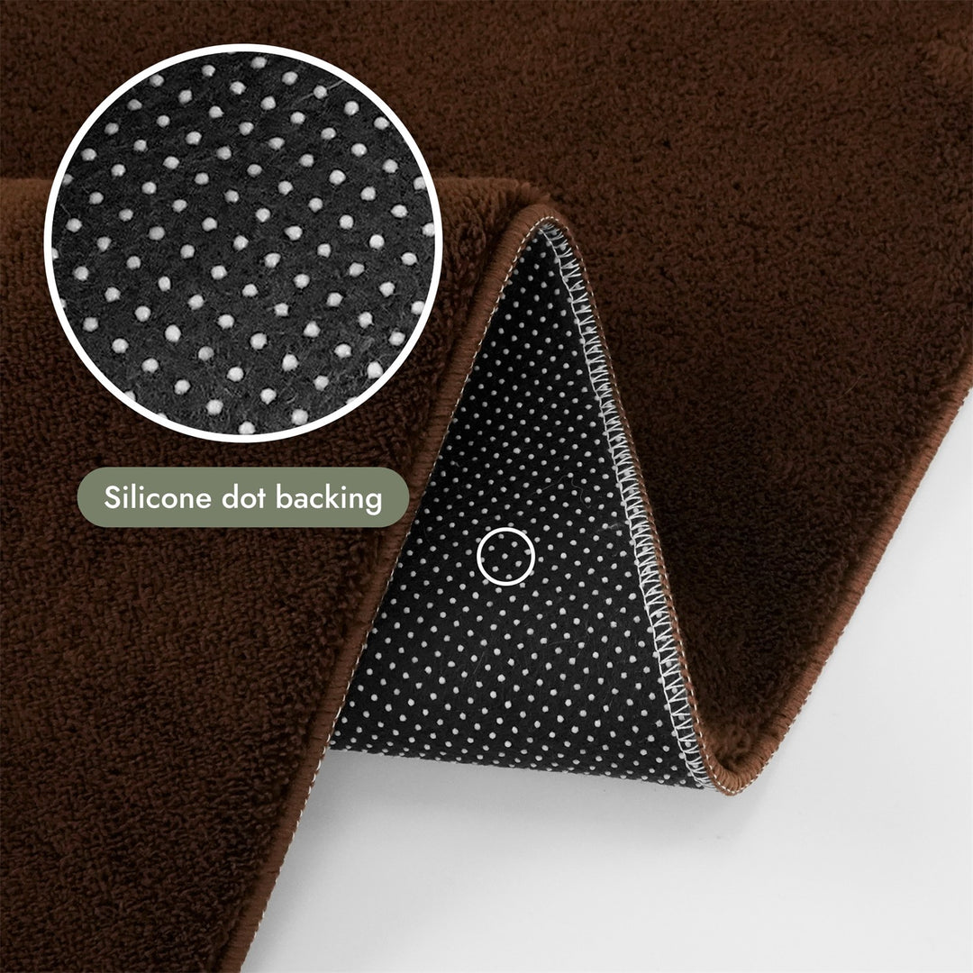 Washmellow dark brown washable rug, silicone dot backing that grips hard floors | The Rugs