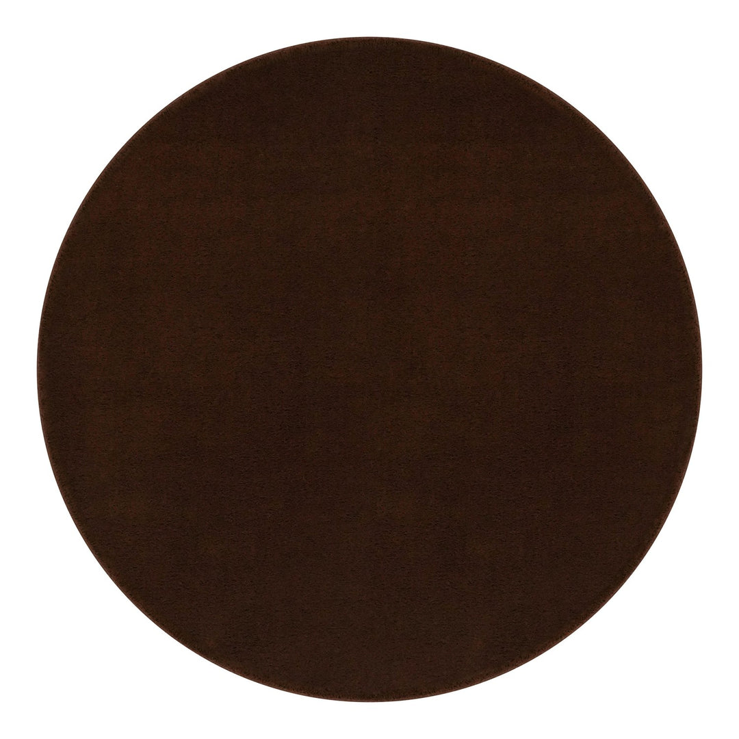 Washmellow dark brown round washable rug, top view | The Rugs