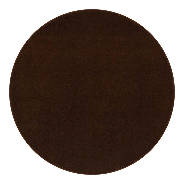Washmellow dark brown round washable rug, top view | The Rugs