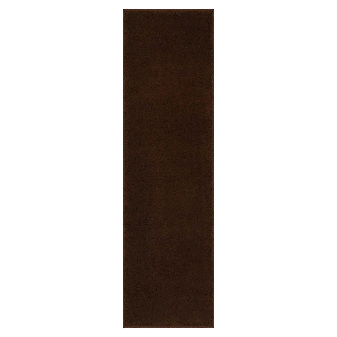 Washmellow dark brown washable runner, top view of the 80x280 runner | The Rugs