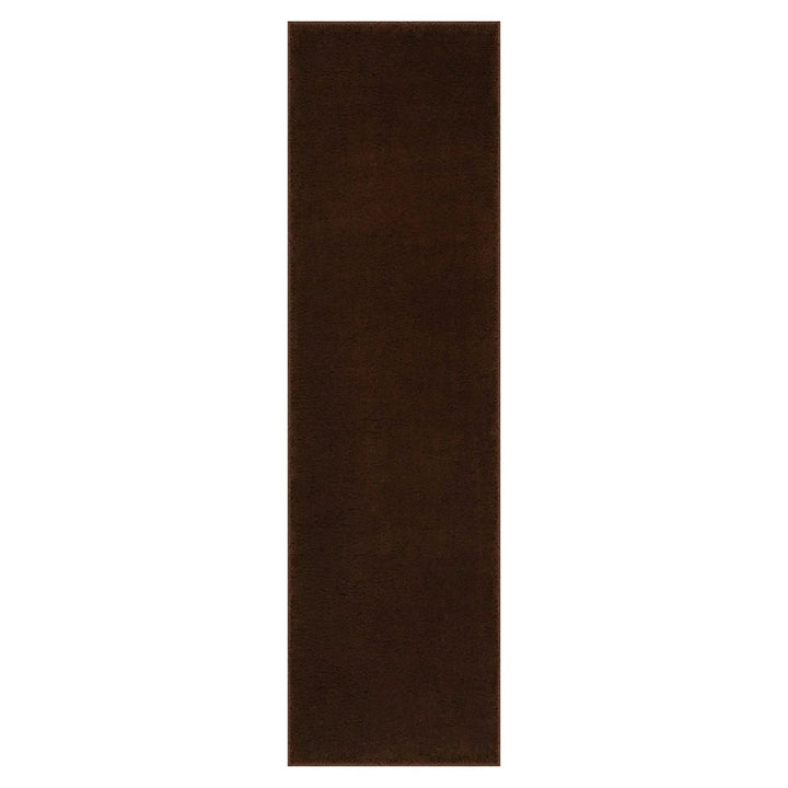 Washmellow dark brown washable runner, top view of the 80x280 runner | The Rugs