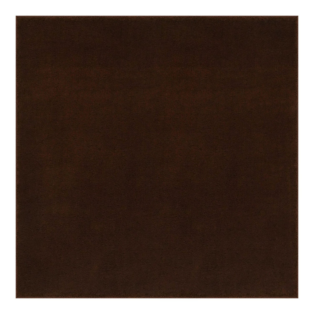 Washmellow dark brown square washable rug, top view | The Rugs