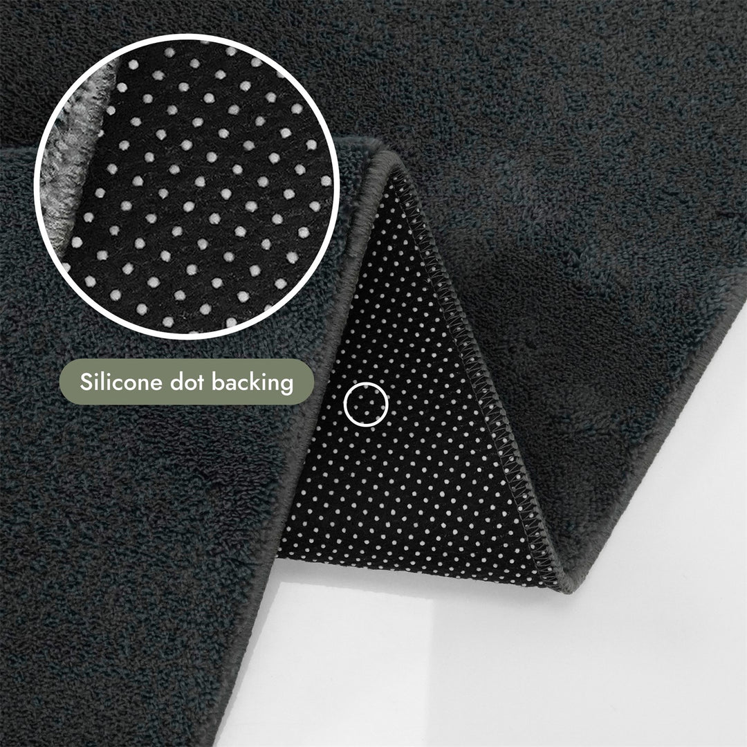 Washmellow dark grey washable rug, silicone dot backing that grips hard floors | The Rugs