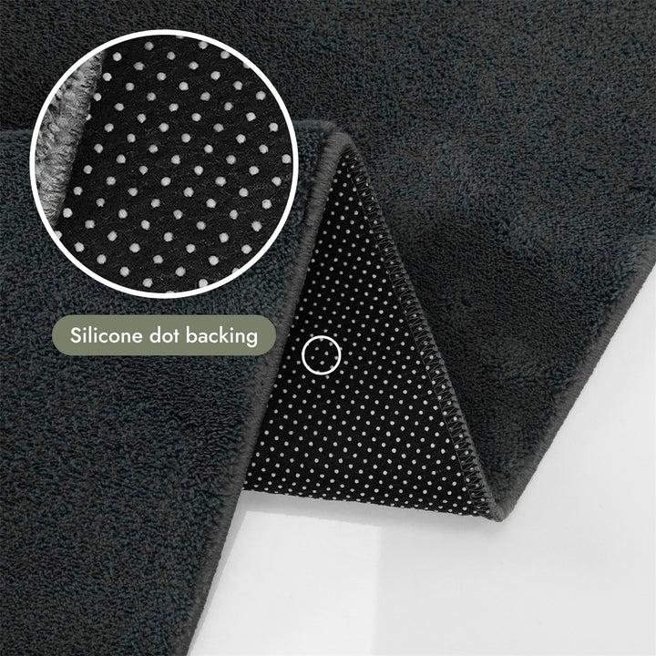 Washmellow dark grey washable rug, silicone dot backing that grips hard floors | The Rugs
