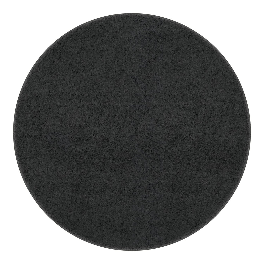 Washmellow dark grey round washable rug, top view | The Rugs