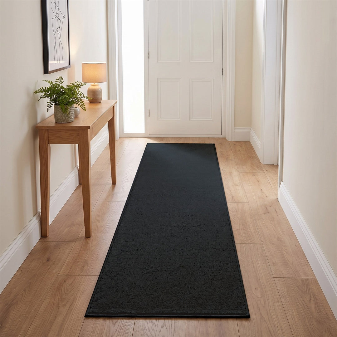 Washmellow dark grey washable runner in a hallway | The Rugs