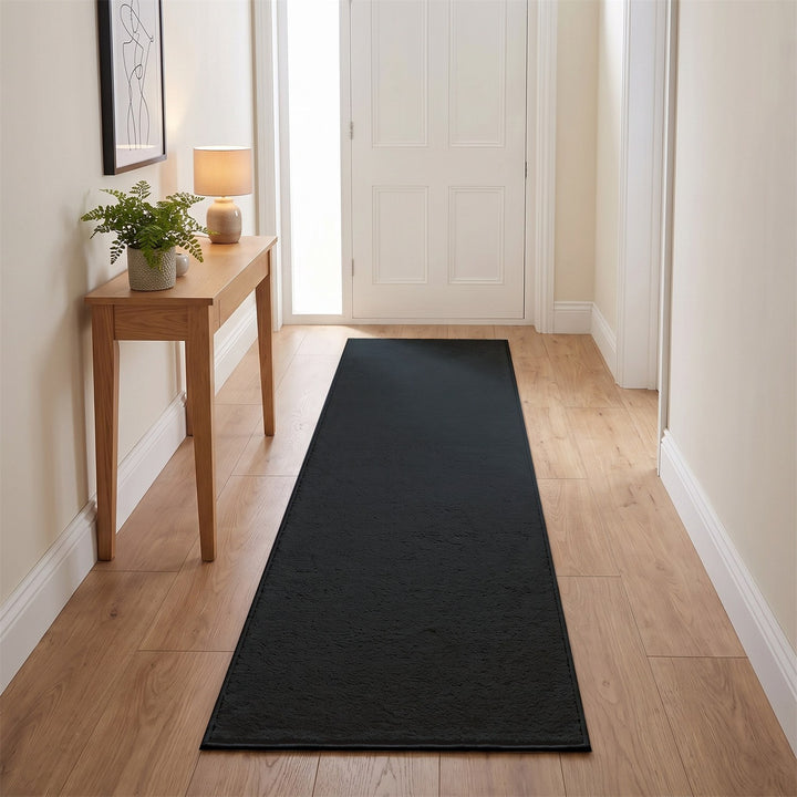 Washmellow dark grey washable runner in a hallway | The Rugs