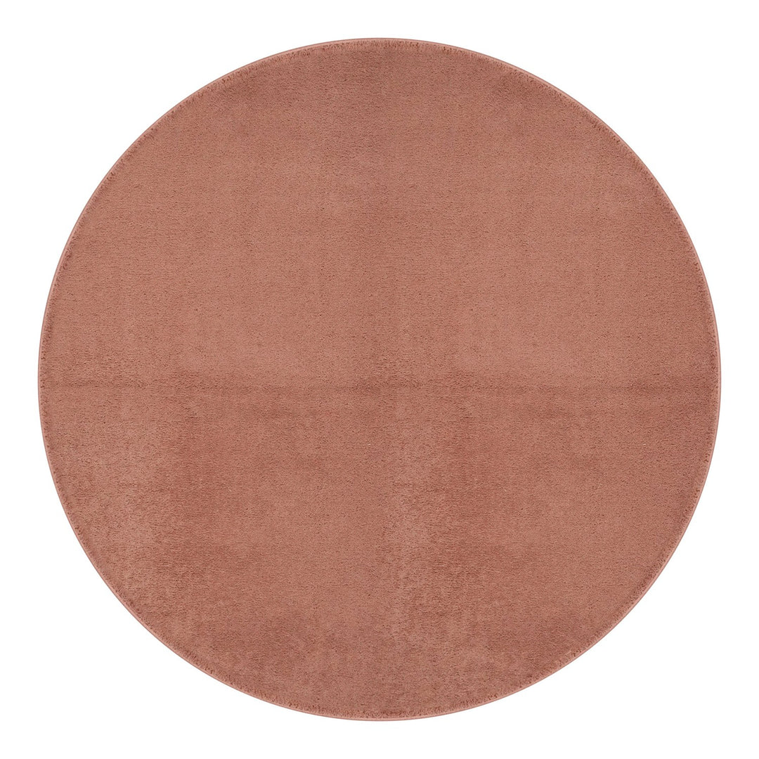 Washmellow dark pink round washable rug, top view | The Rugs