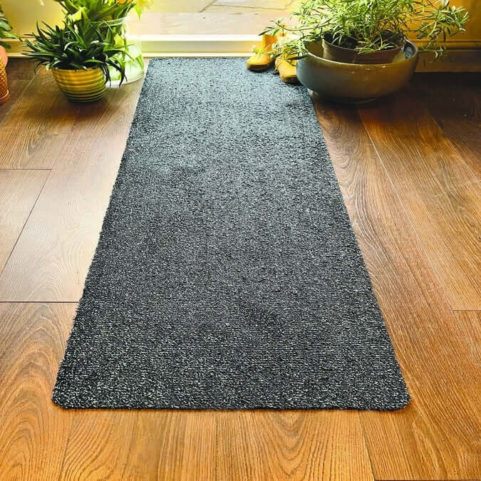 darkgrey cotton plain washable mat with the environment