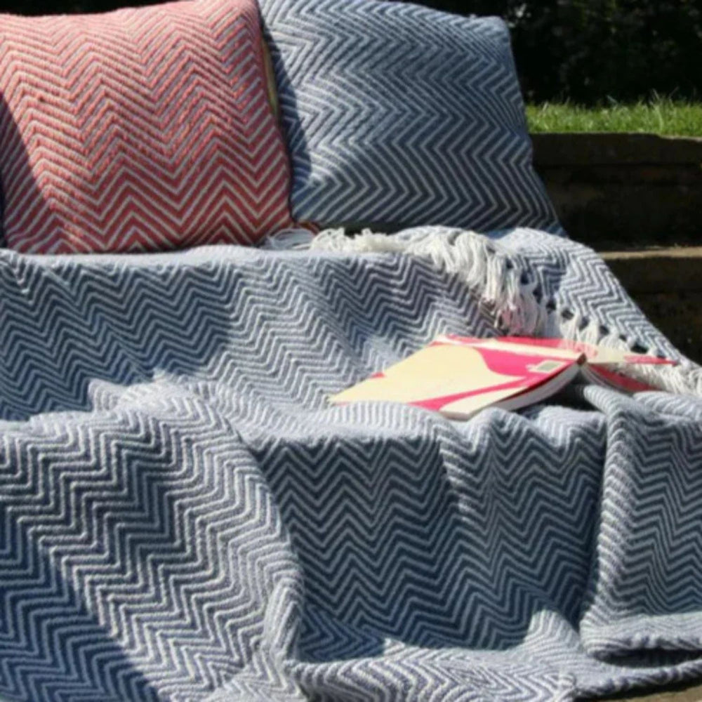 Herringbone Design Woven Throw | Sustainable | The Rugs