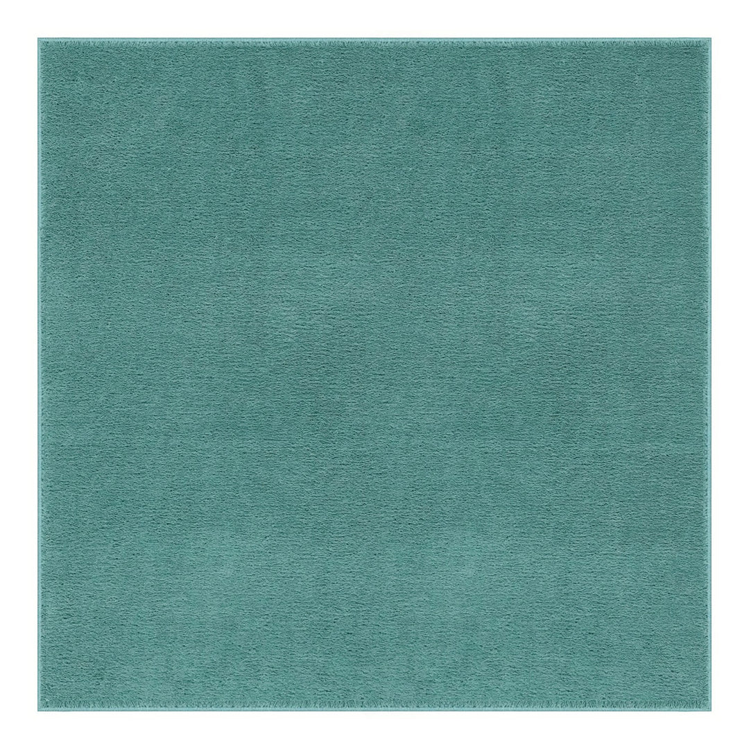 Washmellow duck egg blue square washable rug, top view | The Rugs