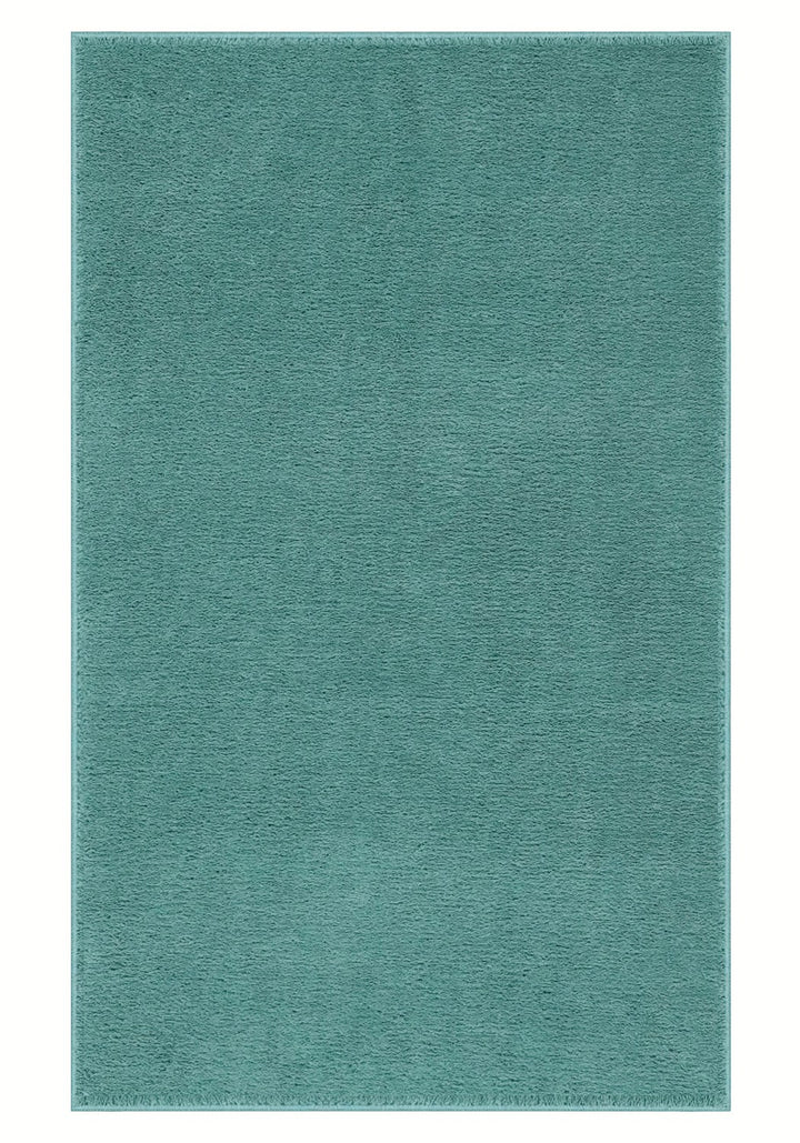 Washmellow duck egg blue washable rug, top view of the full rectangle rug | The Rugs