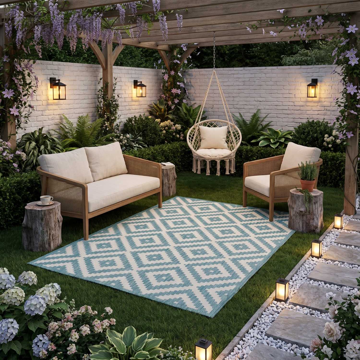 Diamond Design Aqua Outdoor Rug | The Rugs