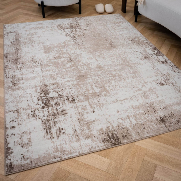 Elaris brown abstract rug, jute backing, anti-static, polypropylene material | The Rugs