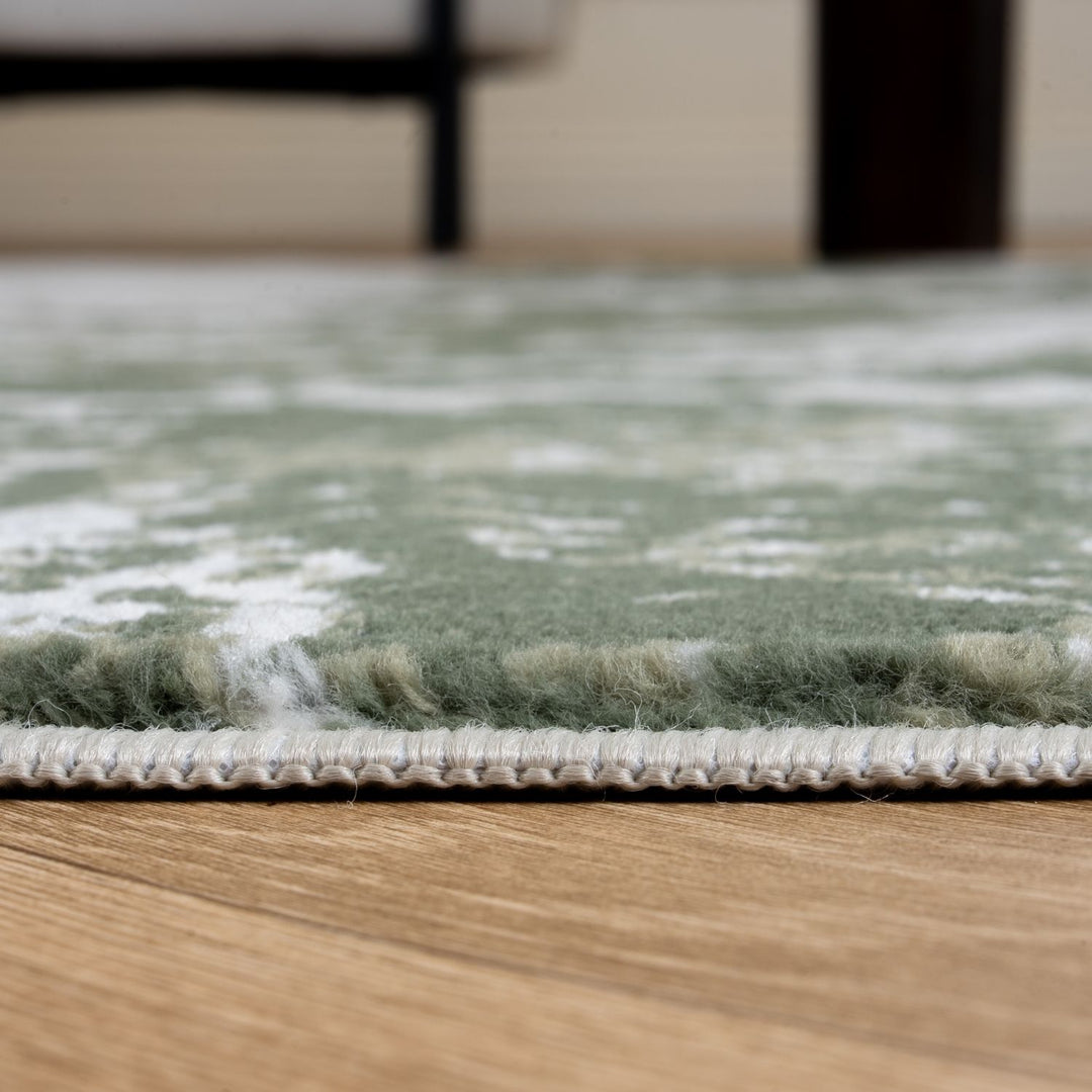 Elaris green abstract rug, jute backing, hardwearing, polypropylene material | The Rugs