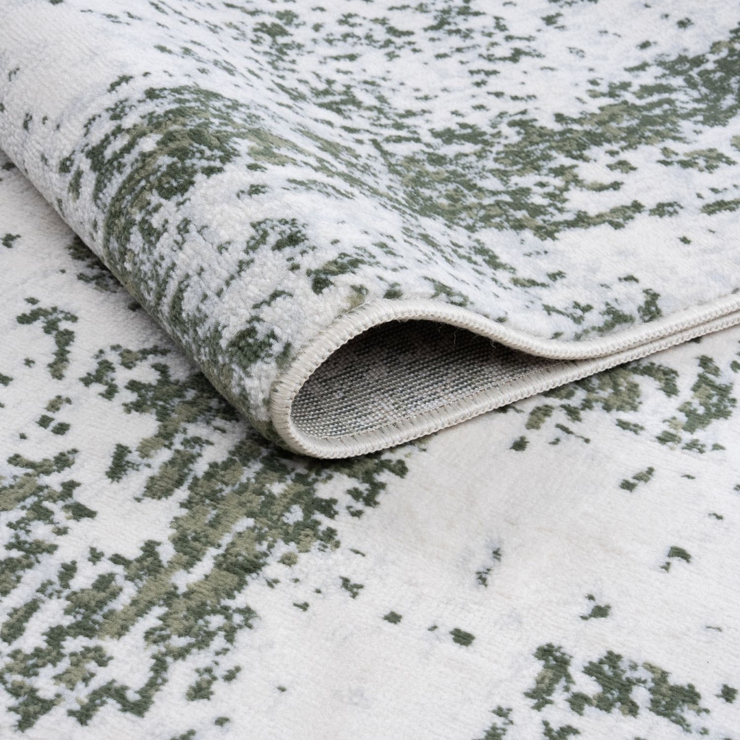 Elaris green abstract rug, jute backing, hardwearing, polypropylene material | The Rugs