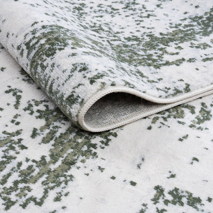 Elaris green abstract rug, jute backing, hardwearing, polypropylene material | The Rugs